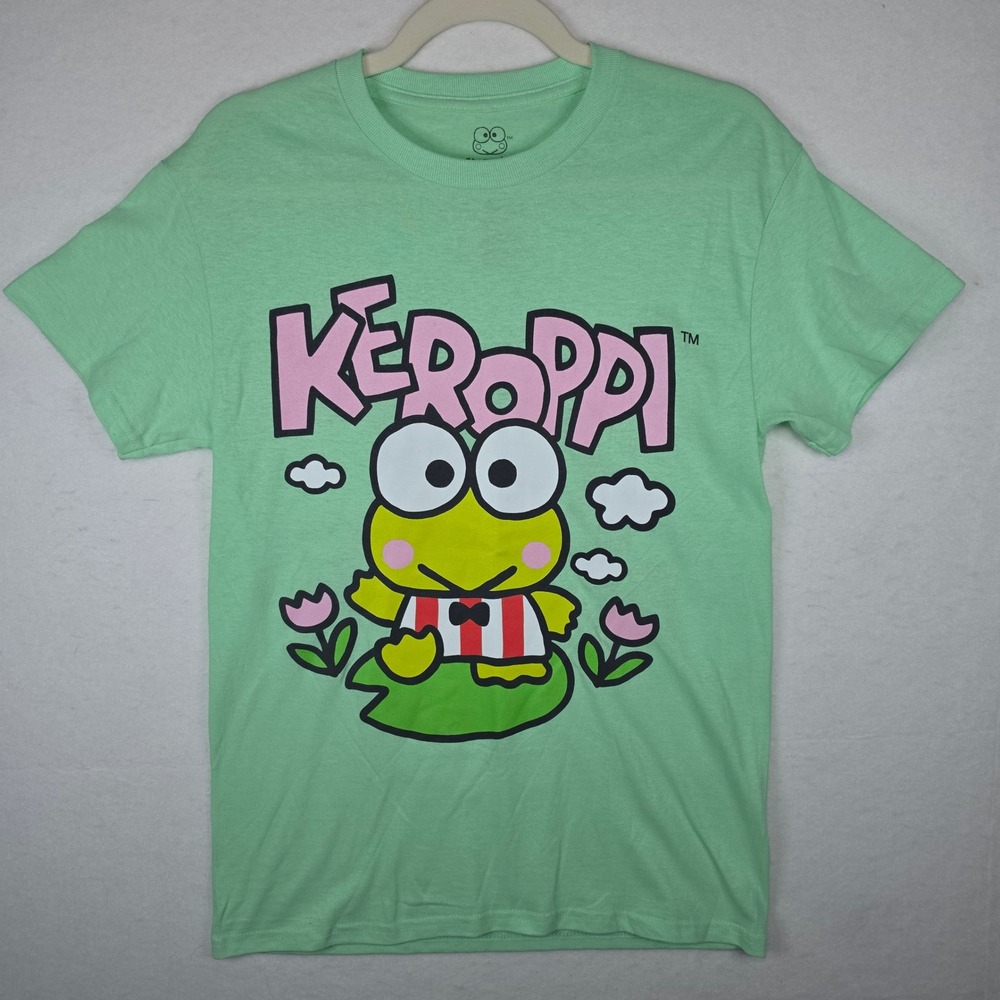 Sanrio Keroppi Graphic T-Shirt Mint Green Front Back Print XS